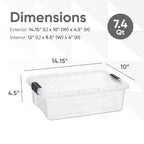 Superio 7.4 Quart Clear Plastic Storage Bin with Lid, Non-Toxic, BPA Free, Odor Free, Organizer Storage Box, Stackable Plastic Tote for Home, Garage, School, and Office - size: 7.4 Quart