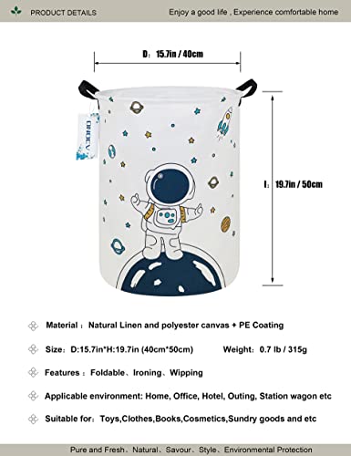 Round Fabric Storage Bin,Decorative Basket,Organizer Basket with Handles,for Clothes Storage,books and sundries (Star astronaut), 19.7inch(H) x 15.7inch(D) - color: Star astronaut