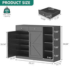 Loomie 5-Tier Shoe Cabinet with 4 Side Cubbies, Farmhouse Shoe Rack Cabinet with 6 Adjustable Shelves & 2 Drawers, Freestanding Shoe Storage Cabinet with 4 Brackets & 2 Hooks for Entryway (Black) - color: Black