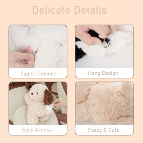 Tissue Box Cover Plush Tissue Box Holder for Car, Home, Decorative Holder/Organizer for Bathroom Vanity Countertop, Nightstands, Office Desk-Puppy - color: Puppy