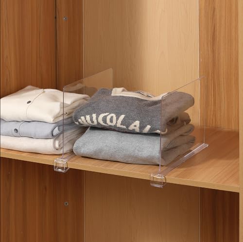 8-Pack Clear Shelf Dividers - Purse Organizer for Closet - Shelf Dividers for Closet Organization - Sweater Storage for Closet - Clothes Organizer for Closet - Closet Shelves Organizer - size: 8-PACK, style: Acyclic Height 8inch