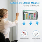 BOHDK Magnetic Wall File Holder 3-Pack - Mesh Organizer with Strong Magnets for Office, Home & School - Space Saving Black Document Organizer - size: Magnetic 3 Pack