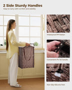 Greenstell Laundry Hamper with Wheels, No Install Needed, 90L Divided Handwoven Hampers & 2 Removable Liner Bags, Synthetic Rattan Clothes Laundry Basket with Lid & Handles, Foldable Hampers Brown - color: Brown, size: 90L: 18.3x13.5x26.4 Inches