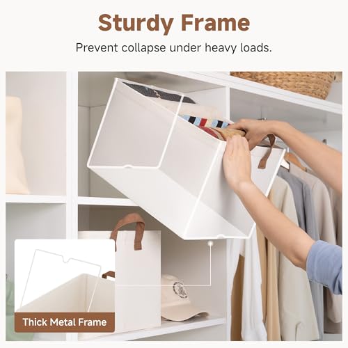 StorageWorks Fabric Storage Bins, Large Storage Baskets for Shelves, Closet Organizers and Storage Bins with Metal Frame, Handles, Natural Color, 4-Pack - color: Natural Color, size: 16 ½" L x 12" W x 10 ¼" H (Pack of 2)