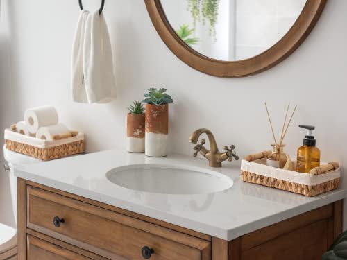 StorageWorks Small Baskets for Organizing, Wicker Bathroom Basket for Toilet Tank Top with Liner, Natural Water Hyacinth, Set of 2 - color: Natural (Water Hyacinth), size: 12"L x 7¾"W x 3¼"H + 10¼"L x 6"W x 2¼"H
