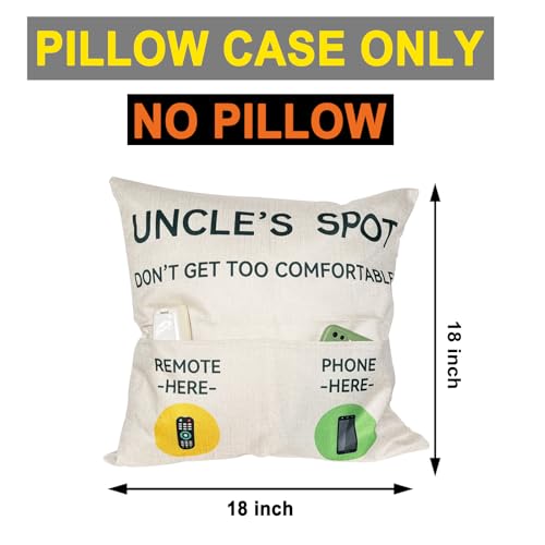 ZUYUROU Uncle Gifts,2-Pocket Uncle’s Spot Throw Pillow Covers 18x18 Inch + Engraved Spoon, Father’s Day Birthday Christmas Thanksgiving Day Gifts for Uncle - color: Uncle