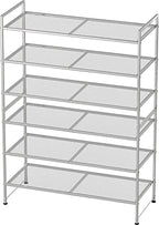 Simple Houseware 3-Tier Stackable Mesh Shoe Rack, Silver - color: Silver, style: Mesh Panel