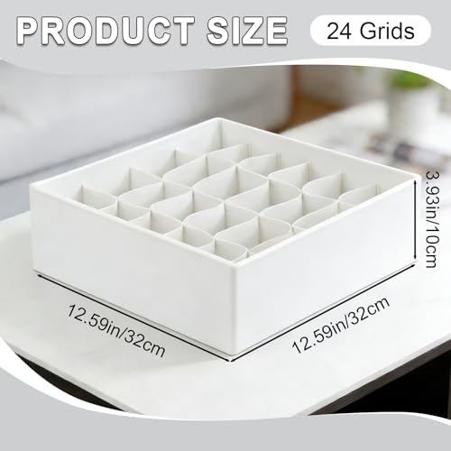 Sock Organizer Drawer Organizer,24 Compartment Foldable Storage,Closet Dividers for Underwear, Socks, Bras, Scarves, Ties, White - color: White