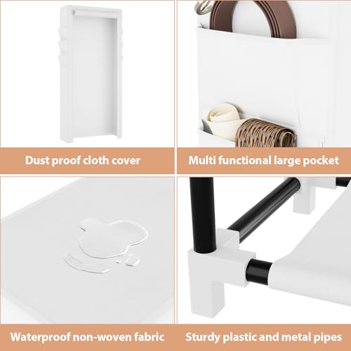 VTRIN Vertical Narrow Shoe Rack Organizer Tall Shoe Rack for Closet Entryway 10 Tier Non-Woven Cover Shoe Shelf Holds 36-41 Pairs Free Standing Shoe Storage Cabinet with Dustproof Cover, White - color: White, size: 24.8"W x11.8"D x 68.9"H