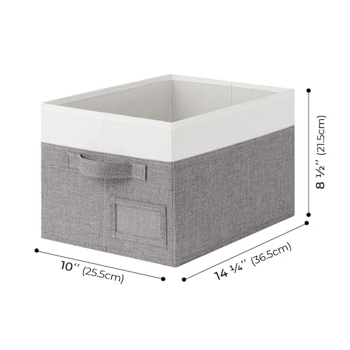 GRANNY SAYS Fabric Storage Bins, Closet Storage Bins for Clothes, Shelf Storage Baskets with Handles, Collapsible Storage Boxes, Decorative Storage Containers, Gray&White, Medium, 3-Pack - color: White&Gray, size: Medium