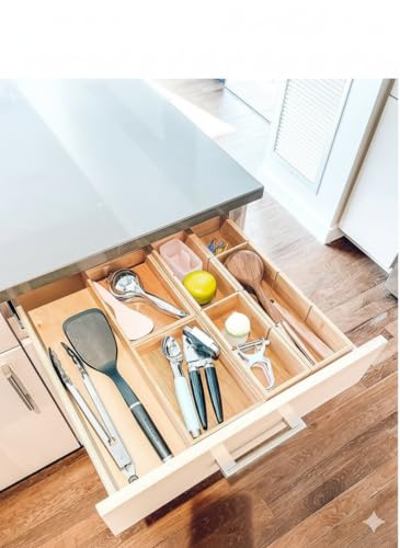 Lipper International Bamboo Drawer Organizer with 3 Removable Dividers, Brown