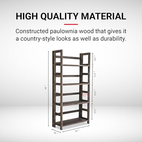 Proman Products - Hickory Bookshelf, Folding Bookshelf, Wooden Storage Shelves (4 Tiers, Rustic Brown) - size: 4 Tiers