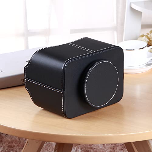 Remote Control Holder 360 Degrees Rotatable Desk Stationery Supply Organizer PU Leather Desktop Storage Box for Controllers Media Bedside Spinning TV Caddy iPad Mobile Pencil Cosmetic - color: A Black