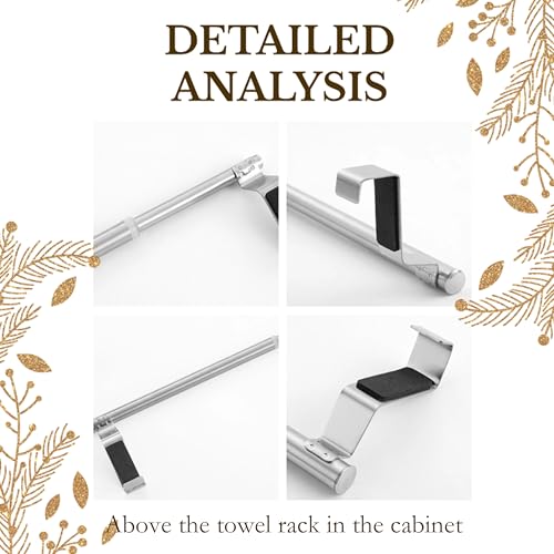 Over The Cabinet Towel Holder - 2 Pack Stainless Steel Door Mount Towel Bar, No Drill Hanger for Kitchen Cabinet & Pantry Organization