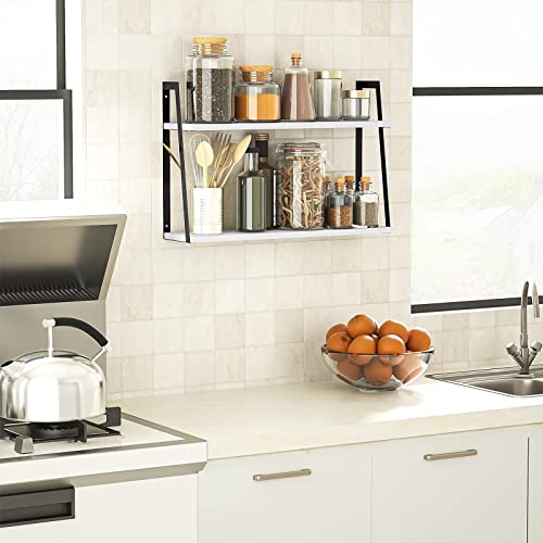 SRIWATANA Floating Wall Shelves, Rustic Wood Shelves Book Shelves Wall Mounted Ideal Room Decor (White) - color: White
