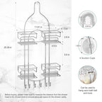 SRIWATANA Shower Caddy Organizer Hanging Over Head, Bathroom Shower Rack Hanger with Hooks for Razors - Chrome - color: Chrome