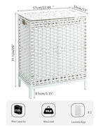 SETVSON Laundry Hamper with Lid,112 L Handwoven Rattan Wicker Laundry Basket, 2 Removable Liner Bags Metal Heightened Feet,6 Mesh Bags,2 Section Large Clothes Hamper for Bathroom Bedroom, Cloud White - color: Cloud White, size: 112 L - 29.6 gal