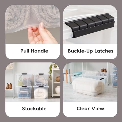 IRIS USA 2-Pack Storage Bins with Lids, 72 Quart, Made in USA Stackable See-Through Organizing Solution Latches Durable Nestable Containers Secure Pull Handle, BPA-Free Plastic - color: Clear, size: 72 Qt, style: 2 Pack