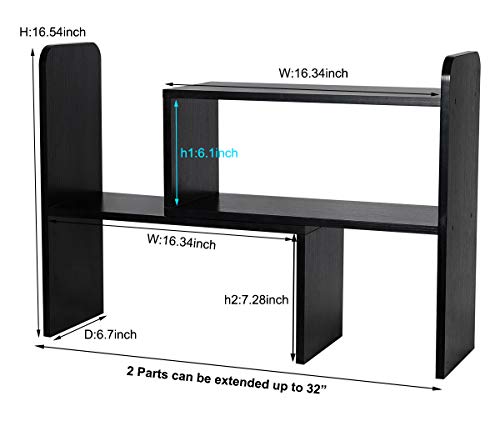 PAG Desk Organizer Desktop Shelf Adjustable Countertop Bookshelf Small Table Shelves Book Organizer Office Organization for Desk, Black - color: Black, size: Style 1