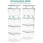 Sorbus Medium Plastic Storage Bins with Lids, Stackable, Toy, Clothes, Medicine, Makeup, Closet, Art Supply, Bathroom, Shoe, Toy Storage Organizer (8 Pack) - size: Medium, style: 8 Pack