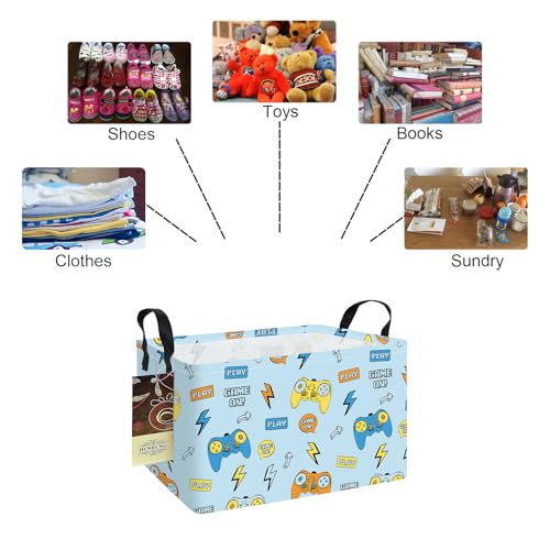 HUNRUNG Rectangle Storage Basket Cute Canvas Organizer Bin for Pet/Children Toys, Books, Clothes Perfect for Rooms/Playroom(REC-Color Game) - color: REC-Color Game