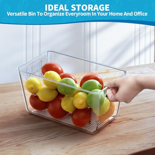 Clear Pantry Organizer Bins, Plastic Organizers & Storage Containers, Cabinet Organizer, Home Organization Must Haves for Kitchen, Laundry Room, Office, Closet & Freezer (4 Pack) - color: 4 Pack, size: M (10"L x 6"W x 5"H)