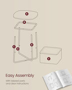 VASAGLE LILEA Collection - Side End Table with Fabric Basket, Modern Nightstand, Square Bedside Table, for Living Room, Bedroom, Matte White and Camel Brown ULET229W10 - color: Matte White + Camel Brown, size: Square + 1 pack