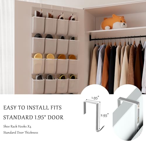 homyfort Over the Door Shoe Organizer, 24 Large Breathable Mesh Pocket,Space Saving Hanging Shoe Rack,Shoe Storage Holder for Entryway Bedroom Closet - color: White