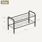 Shoe Rack,Long Shoe Organizer for Closet,Wide Shoe Storage for Entryway, 2 Tier Sturdy Metal Free Standing Shoe Shelf - size: 2-tier-short