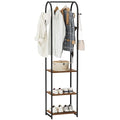 Garment Rack, Coat Rack With 3 Shelves and 4 Hooks, 71" H Clothes Stand For Hanging Clothes, Hanging Rod For for Bedroom, Hallway, Entryway, Office, Living Room, Rustic Brown and Black - color: Rustic Brown and Black, style: with Arched Top