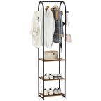 Garment Rack, Coat Rack With 3 Shelves and 4 Hooks, 71" H Clothes Stand For Hanging Clothes, Hanging Rod For for Bedroom, Hallway, Entryway, Office, Living Room, Rustic Brown and Black - color: Rustic Brown and Black, style: with Arched Top