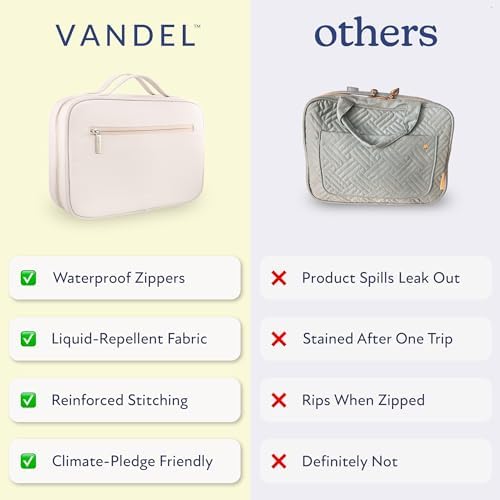 VANDEL Waterproof Hanging Toiletry Bag [TSA-Approved] Hanging Makeup Organizer Bag, Cosmetic Travel Bags for Women, Makeup Case Toiletries Organizer Hygiene Bathroom Shower Caddy - Sand - color: Sand