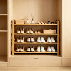 4-Tier Shoe Rack Bamboo Shoe Organizer Free Standing Shoe Storage for Entryway, Closet, Hallway, Bathroom and Living Room, Natural - size: 4 TIER