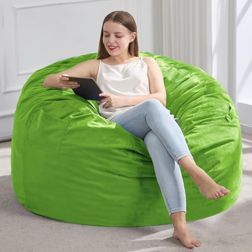 Hobestluk 3FT Bean Bag Chair Giant Bean Bag Chairs for Adults Large Bean Chairs with Removable Cover, Beanbag Chair with Filler, Adult Bean Bag Chairs for Living Room, Bedroom - color: Lime, size: 3FT - 36" x 36" x 22"
