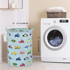 FANKANG Storage Basket, Nursery Hamper Canvas Laundry Basket Foldable with Waterproof PE Coating Large Storage Baskets for Kids Boys and Girls, Office, Bedroom, Clothes,Toys（Car） - color: Car
