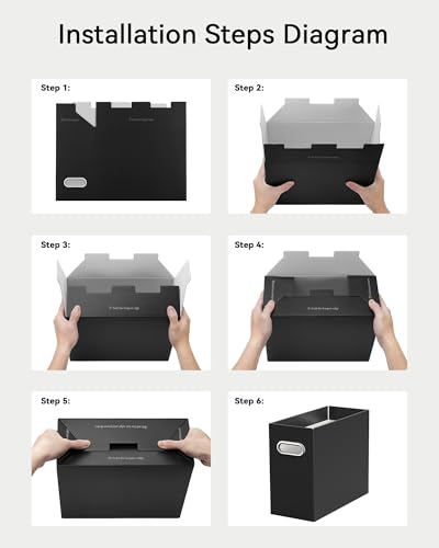 Oterri File Organizer Box, Portable Collapsible Cardboard File Folder Organizer with Handle for Letter Size Hanging Files, Document Storage Box for Home Office & Classroom (2 Packs, Black) - color: Black, size: Letter Size - 2 Packs