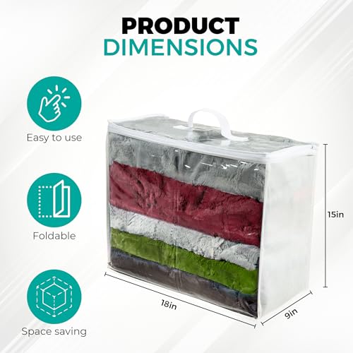 VitalUp 3 pack Clear Plastic Storage Bag with Zipper, Foldable Moving Bag for Comforters, Blankets, Bedding, Storage Containers, Breathable, Durable Clothes and Duvet Closet Organizers, 18x15x9 - color: Clear with Non-Woven Sides, size: 18x15x9 (39.8L) -