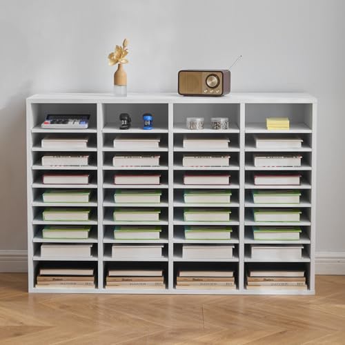 VEVOR Literature Organizer, 36 Compartments Office Mailbox with Adjustable Shelves, Wooden Mailbox Sorter Medium Density Fiberboard Office Home Classroom Storage for Files, Documents, Papers, White - color: White, size: 36 Compartments