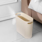 rejomiik Small Trash Can, 3.5 Gallon Slim Garbage Can Plastic Waste Basket with Handles Container Bin for Narrow Spaces Bathroom, Bedroom, Kitchen, Office at Home, Cream - color: Cream, size: 1 pack