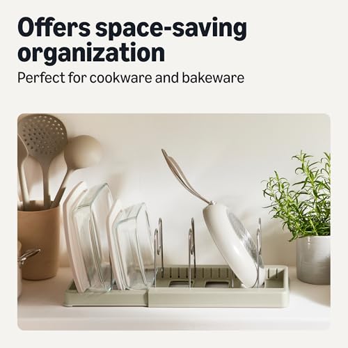Amazon Basics Cookware and Bakeware Organizer, Stainless Steel, Expandable from 12.2 in. - 20.7 in., Includes 10 Dividers