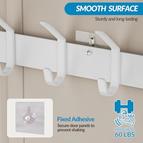Over The Door Hooks Organizer, Over The Door Towel Rack with Mesh Basket, 10 Coat Hooks and 2 Wreath Hangers, Bathroom Door Organizer Back of Door Hanger for Bedroom, Kitchen(White) - color: White, size: 1 Basket