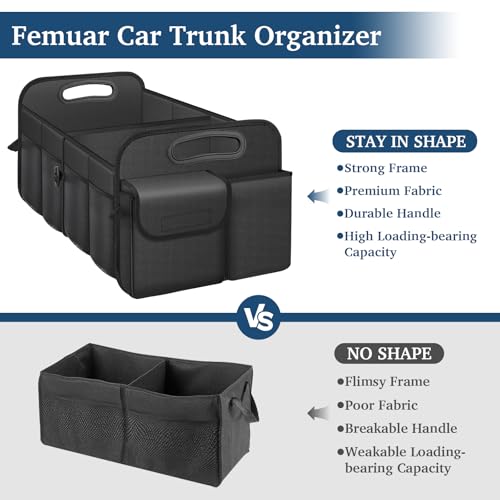Femuar Car Trunk Organizer with Large Capacity Waterproof Car Accessories for Women & Men, Collapsible Trunk Organizer for Suv/Jeep/Sedan (Black, Standard) - color: Black, size: Standard