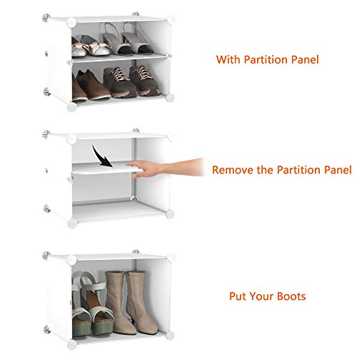 HOMIDEC Shoe Rack, 4 Tier Shoe Storage Cabinet 16 Pairs Plastic Shoe Organizer for Closet Hallway Bedroom Entryway - color: White, style: 2 by 4