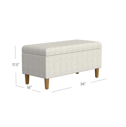 HomePop Malmo Decorative Storage Bench -Cream Chevron Woven - color: Cream Chevron Woven