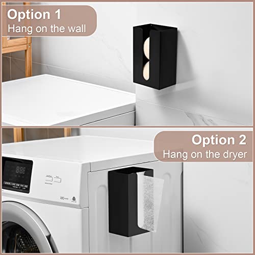 SUBEKYU Magnetic Dryer Sheet Holder for Laundry Room ,Dryer Sheet Container,Iron Dryer Sheet Dispenser for Laundry Storage and Organizition, Wall Dryer Sheet Box,Fabric Sheet Holder,Black - color: black