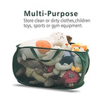 Pop Up Laundry Hamper,Collapsible Horizontal Baskets with Handles & Side Pocket,Foldable Sturdy mesh for Laundry Room,Bathroom,Kids Room,College Dorm Travel (Green) - color: Green