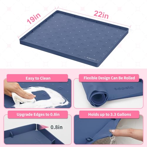 Sdpeia Under Sink Mat 22"×19" Waterproof Silicone Cabinet Liner & Sink Protector for Kitchen & Bathroom, Multi-Purpose Organizers Tray for Pets, Laundry, Cat Litter Mat - color: Abyssal Blue, size: 19"W x 22"L