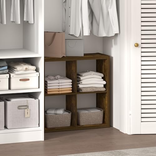 Furinno Cubic Closet Organizers and Storage, 4-Cube Closet Organizer, Open Shelf Closet Storage, Extra Thick Frame for Wardrobe, Bedroom, Living Room, Amber Pine - color: Amber Pine, size: 4-Cube
