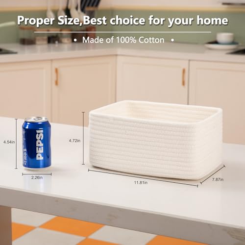 OIASKET 6 Pack Storage Baskets for Shelves, Small Baskets for Shelves, Cute Decorative Storage Bins, Organizer Basket for Gifts Empty, 11.8''Lx7.8''Wx4.7''H-White - color: White