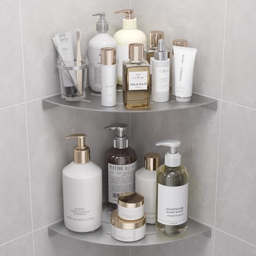 2 Pack Corner Shower Shelves Load Capacity 40 lbs 304 Stainless Steel Shower Corner Shelf Will not Rust 8in Shower Shelf for Inside Shower Brushed Nickel Drilling Installation - color: Brushed Nickel